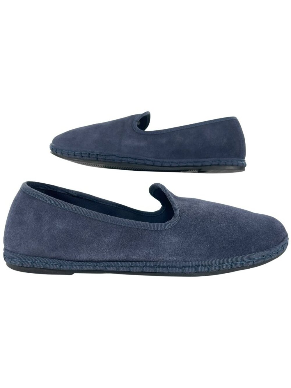 Soludos Smoking Flats Indigo Blue Leather Slip-On Comfy Men's Sz 9 MSRP$90 NEW